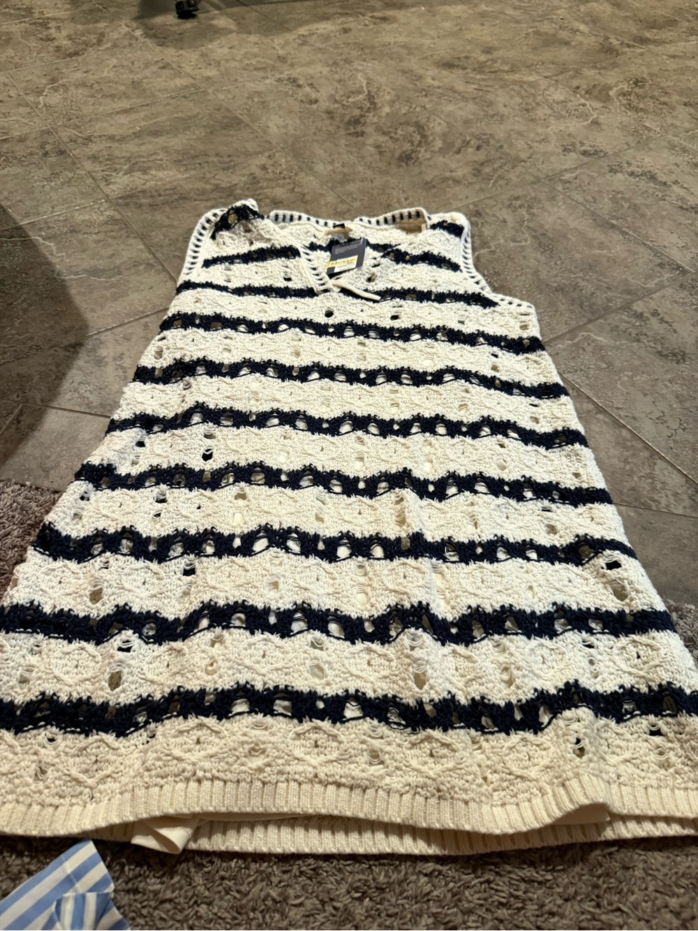🐈 Women's Mini Sweater Dress - Universal Thread Navy Blue Striped L